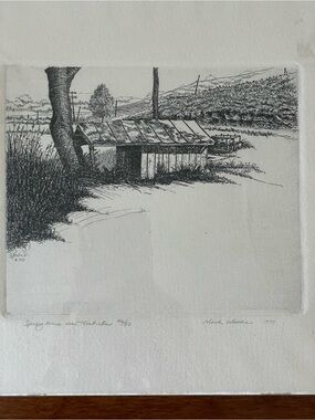Original 1977 Mark Woodie Signed Etching “Spring House near Troutville” #46/50